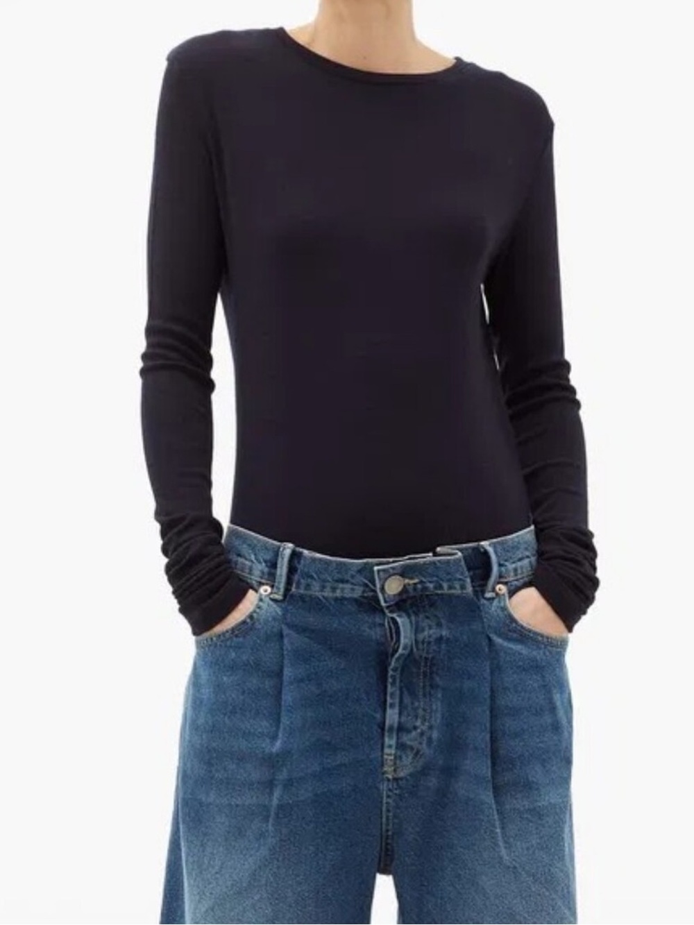 Raey organic wool black long sleeve shirt